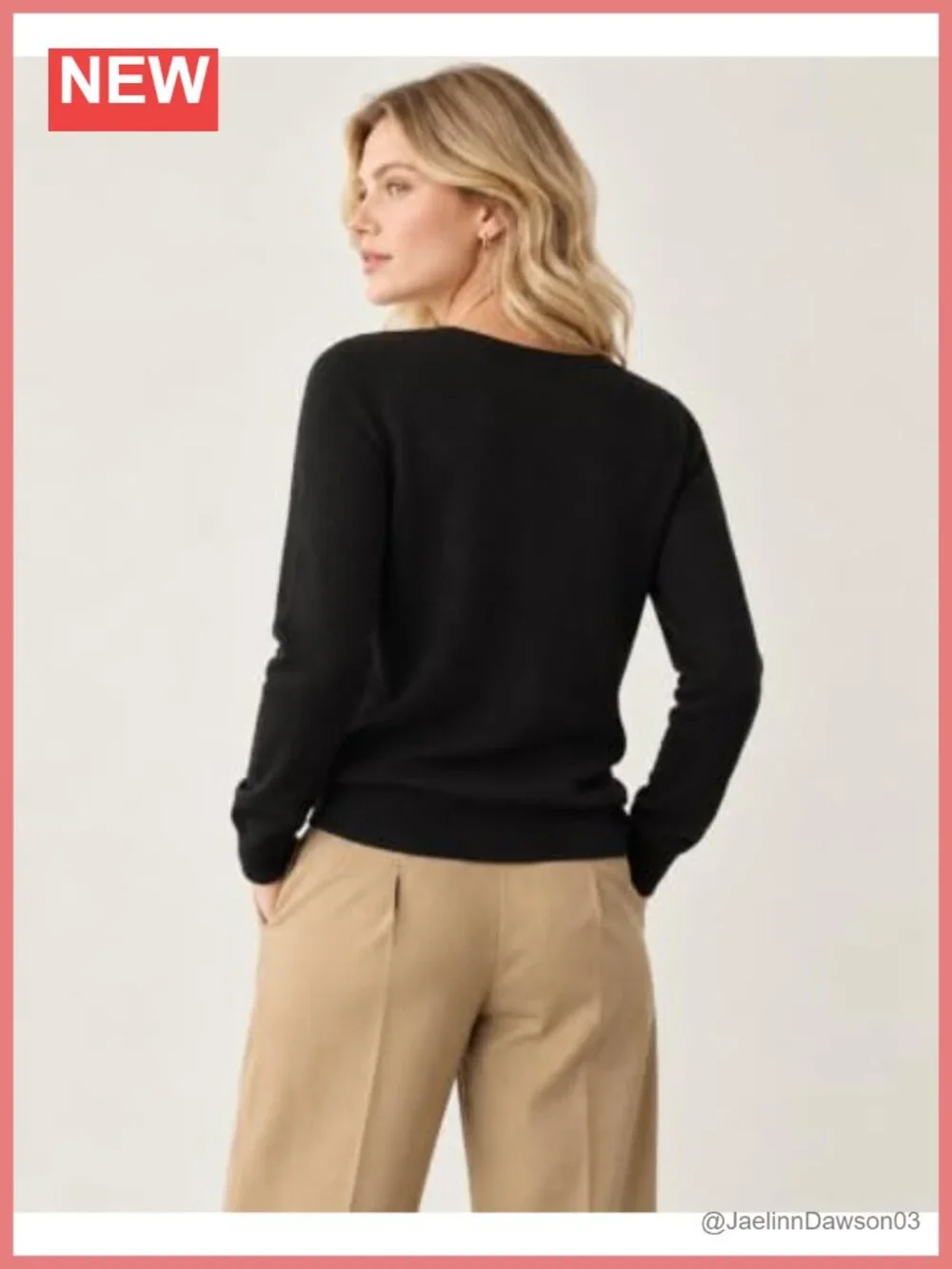 100% Pure Cashmere V-Neck Pullover Sweater Long Sleeve